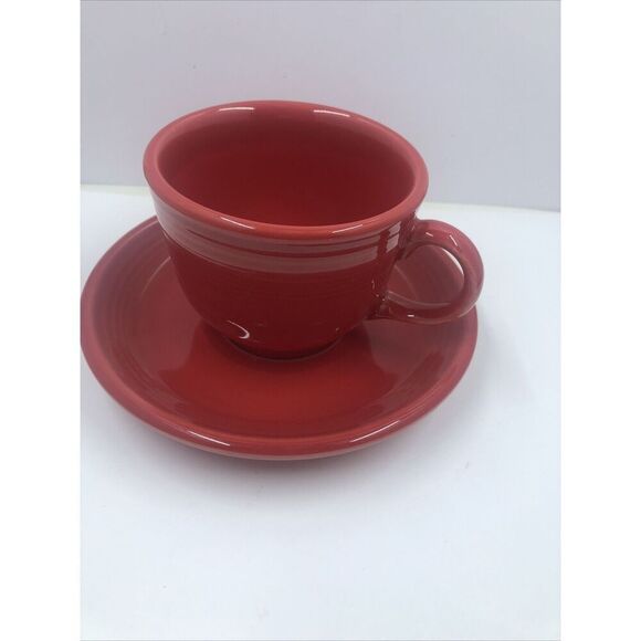 Fiestaware Coffee Tea Cup and Saucer Set Retired Scarlet HLC-CCCD - Picture 1 of 16